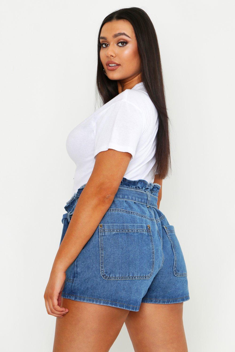 Denim tie waist shorts sale